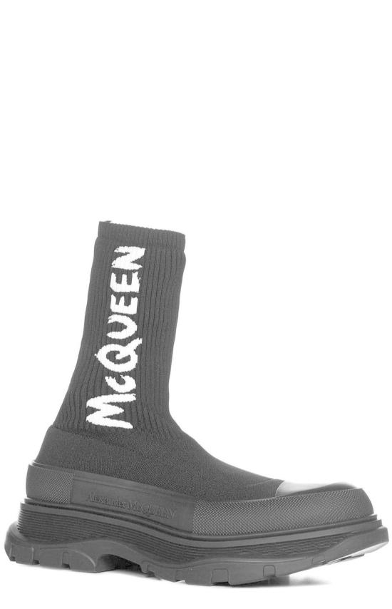  알렉산더 맥퀸 부츠 트레드 슬릭 로고 인타르시아  블랙 - ALEXANDER MCQUEEN