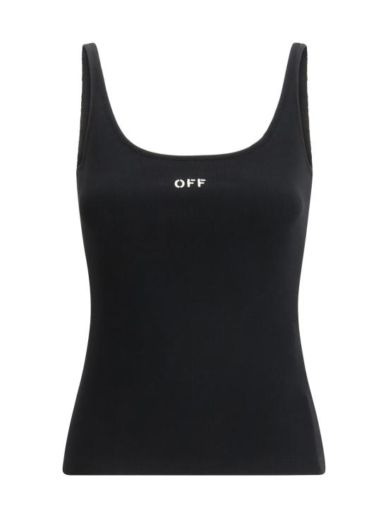  오프화이트 민소매 티셔츠 오프 스탬프 립 탱크탑