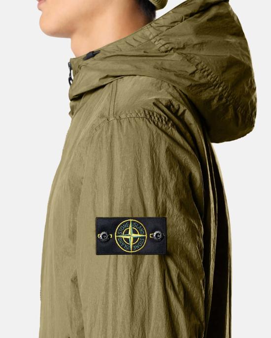  스톤 아일랜드 자켓 크링클 렙스 NY 후드 라이트 재킷 밀리터리 그린 - STONE ISLAND
