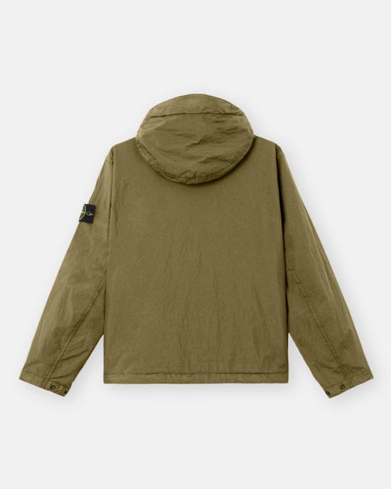  스톤 아일랜드 자켓 크링클 렙스 NY 후드 라이트 재킷 밀리터리 그린 - STONE ISLAND
