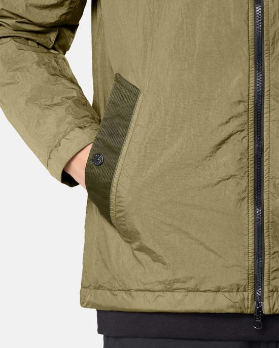  스톤 아일랜드 자켓 크링클 렙스 NY 후드 라이트 재킷 밀리터리 그린 - STONE ISLAND
