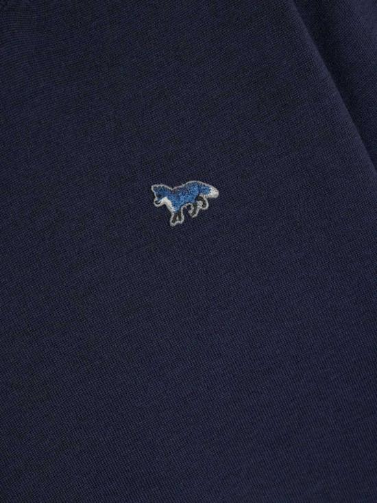  메종키츠네 스웨터 메종 키츠네 베이비 폭스 울 점퍼  블루 - MAISON KITSUNE