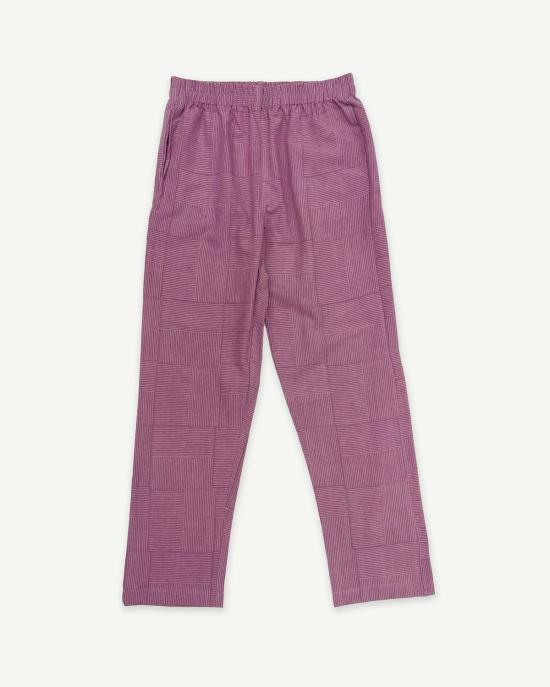  PO-EM 스트레이트 팬츠 포엠 라운저 코튼  모브 키스 블록프린트 - PO EM