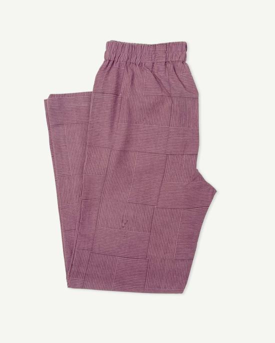  PO-EM 스트레이트 팬츠 포엠 라운저 코튼  모브 키스 블록프린트