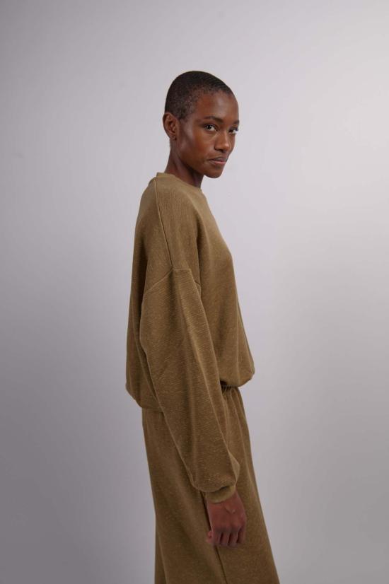  베이스레인지 스웨터 림 스웨트셔츠 스톤 그린 - BASERANGE