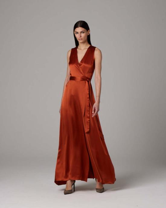  보즈 롱 원피스 프론트워드 랩 드레스 쿨 - VOZ