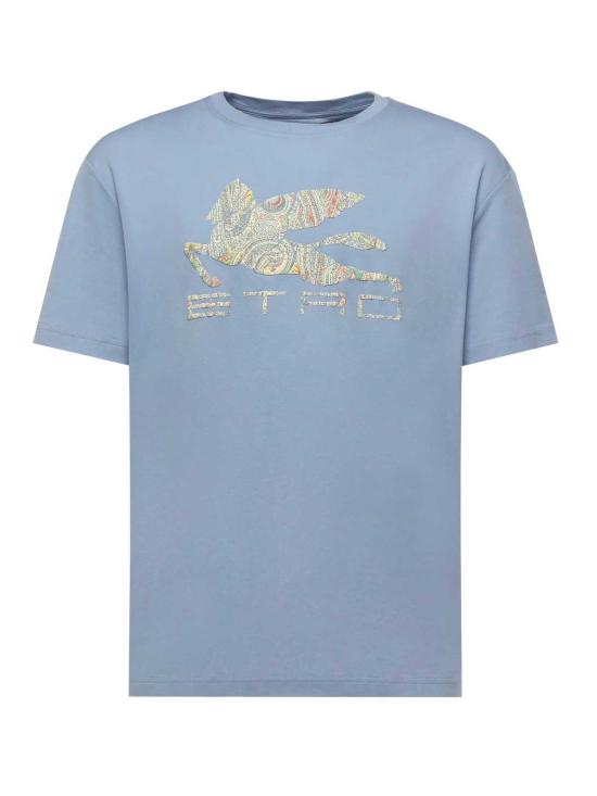  에트로 반팔 티셔츠 로고 프린트 코튼 티셔츠