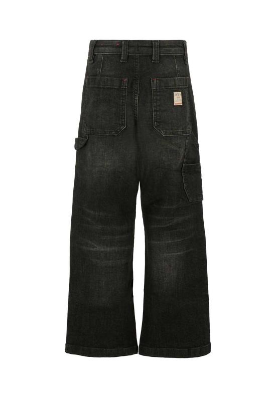  [키즈] 디젤 트레이닝/조거 팬츠 로고가 있는 아동용 검정색 바지 - DIESEL