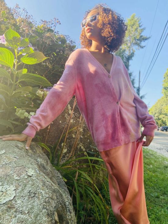  Yesaet 가디건 예사엣 지오드 식물성 염색 100% 캐시미어 V넥 - OTHER BRANDS