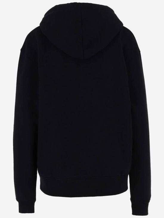  자크뮈스 긴팔 티셔츠 로고 자수 드로스트링 후드티 블랙 - JACQUEMUS