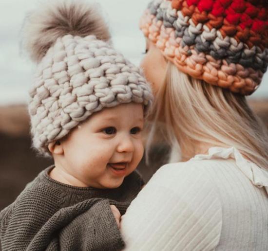  [키즈] Mischa Lampert 모자 미샤 램퍼트 키즈 비니 XL 폼폼 장식 퓨터/토프 색상