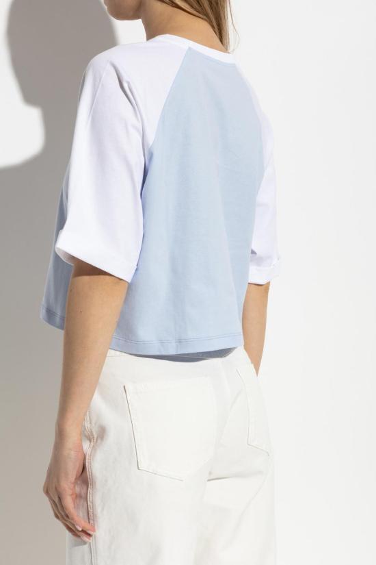  발망 반팔 티셔츠 Balmain 쇼트 루즈핏 티셔츠 Snw Bleu Ciel Blanc 멀티컬러 - BALMAIN