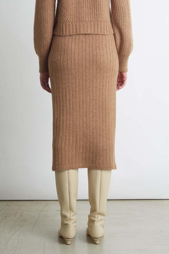  일레븐 식스 미디 스커트 피아 튜브 스커트 카멜 - ELEVEN SIX