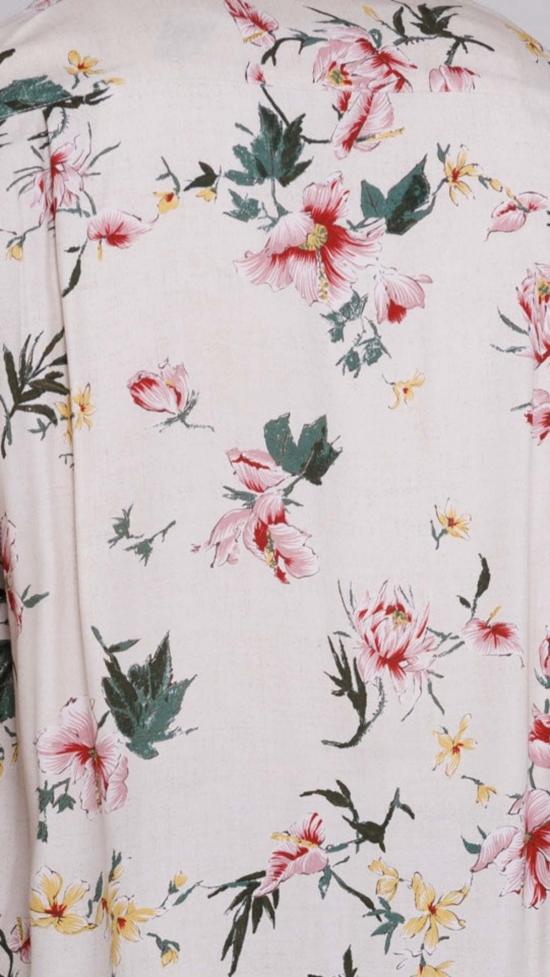  Graphia New York 긴팔 셔츠 그라피아 뉴욕 레이날도 컨버터블 칼라  내추럴/레드 우키요에 히비스커스 프린트 - GRAPHIA NEW YORK