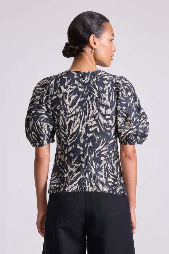  어피스 어파트 블라우스 Apiece Apart 리노 탑 추상 애니멀 미드나잇 - APIECE APART