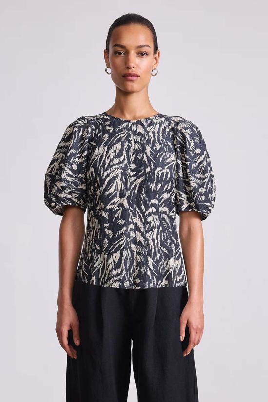  어피스 어파트 블라우스 Apiece Apart 리노 탑 추상 애니멀 미드나잇