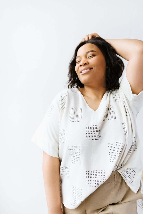  Pamut Apparel USA 반팔 티셔츠 파무트 어패럴 USA 한나  블록 프린트 실크