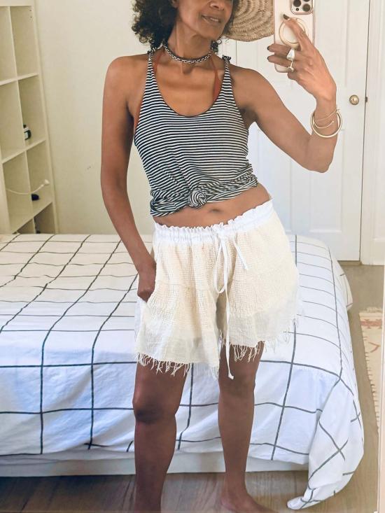  Yesaet 숏팬츠 Lolit 핸드룸 반바지 베이지/화이트 - OTHER BRANDS