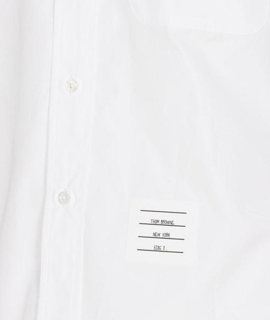  톰브라운 반팔 셔츠 톰 브라운 포플린 라운드 헴  화이트 - THOM BROWNE