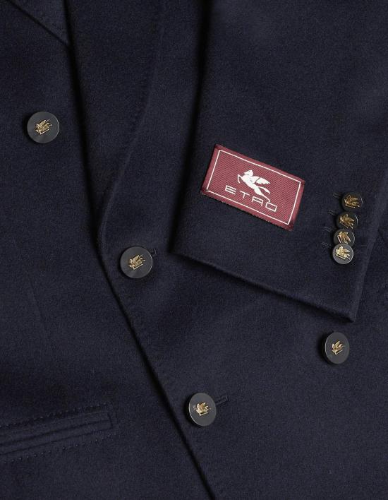  에트로 수트 자켓 네이비 블루 캐시미어 더블 브레스트 블레이저 블루 - ETRO