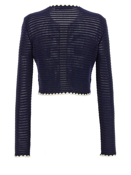  셀프 포트레이트 가디건 크로셰 콘트라스트 트림  (블루) - SELF PORTRAIT