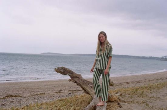  Alice Pearl 스트레이트 팬츠 앨리스 펄 위켄드 팬츠 그린 스트라이프 - OTHER BRANDS