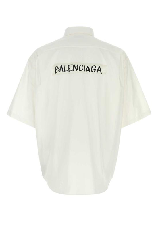  발렌시아가 반팔 셔츠 포플린 오버사이즈 셔츠 화이트 - BALENCIAGA