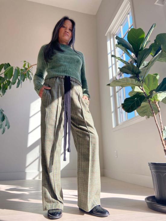  Yesaet 스트레이트 팬츠 예사엣 우베 체크무늬 바지 - OTHER BRANDS