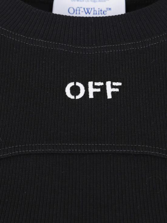  오프화이트 민소매 티셔츠 오프 스탬프 립 라운드 탱크탑 블랙 화이트 - OFF WHITE