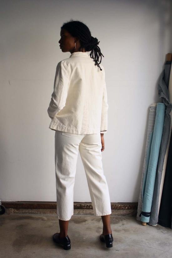  카린 데님 자켓 칼린 트라이앵글 포켓 재킷 프라이머드 캔버스 - CARLEEN