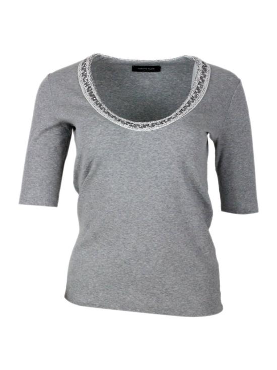  파비아나 필리피 반팔 티셔츠 티셔츠 그레이