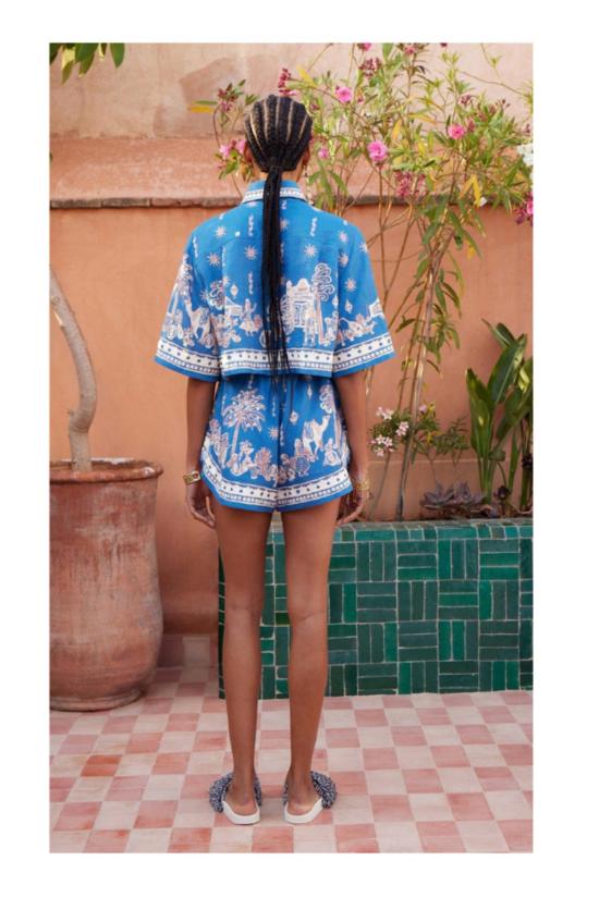  알레메 반팔 티셔츠 알레마이스 아카시아 크롭 셔츠 블루 - ALEMAIS