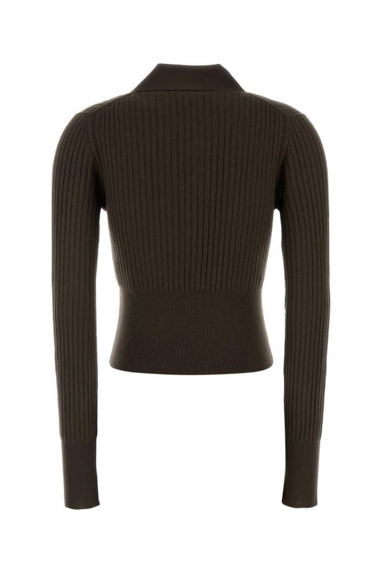  펜디 반팔 티셔츠 머드 스트레치 울 폴로 셔츠 브라운 - FENDI