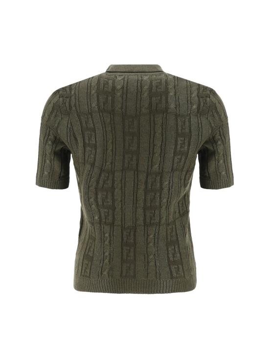  펜디 반팔 티셔츠 아미 그린 울 폴로 셔츠 - FENDI