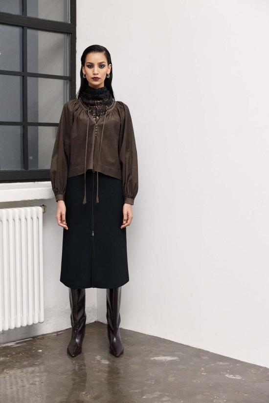  산티클레르 블라우스 산티클러 리아 파인 코듀로이  엄버 - SANTICLER