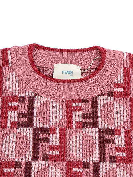  [키즈] 펜디 풀오버 FF 다마 크루넥 스웨터 (핑크) - FENDI