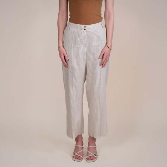  알리지 스트레이트 팬츠 알리시 P5016 스트라이프 팬츠 머랭 - ALYSI