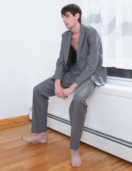  Carter Young 수트 자켓 유니섹스 카터 영 핀스트라이프 하비 블레이저 클라우드/아이스