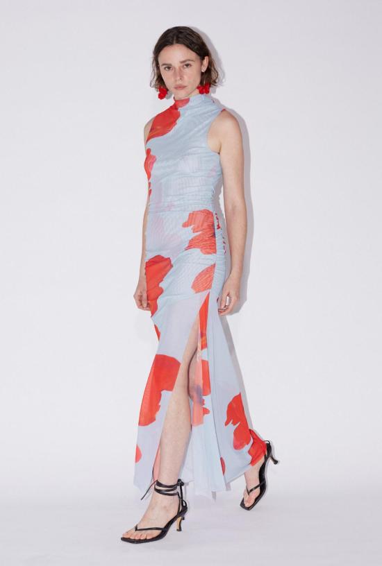  샘디 롱 원피스 사엠디 플로럴 메시 드레스 플로럴 프린트 - SAEMDI