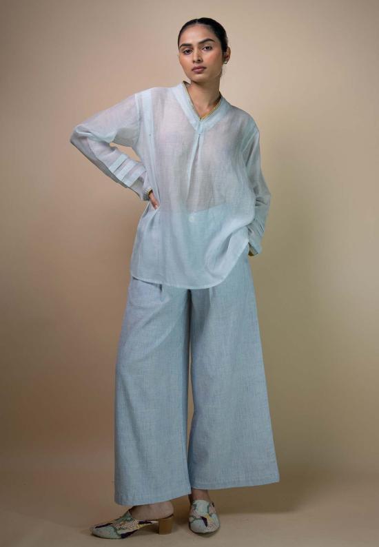  이키비 블라우스 Ikkivi Meadows 유니섹스 찬데리 셔츠 블루 - IKKIVI