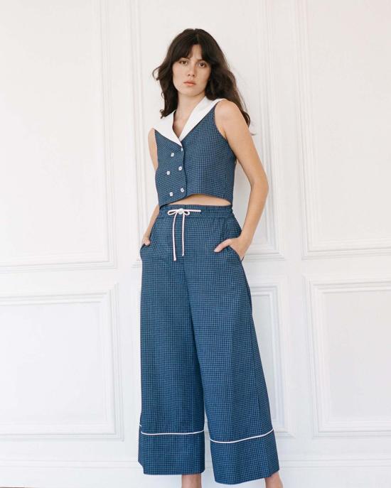  OLIVIA LATINOVICH 스트레이트 팬츠 올리비아 라티노비치 세일러 팬츠 네이비 - OTHER BRANDS