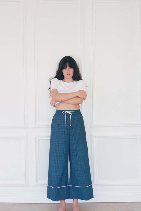  OLIVIA LATINOVICH 스트레이트 팬츠 올리비아 라티노비치 세일러 팬츠 네이비