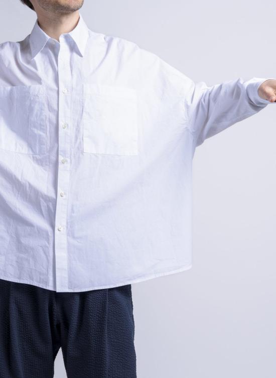  GREI. 긴팔 셔츠 그레이. 오버사이즈 이오  화이트 워시드 포플린 - GREI