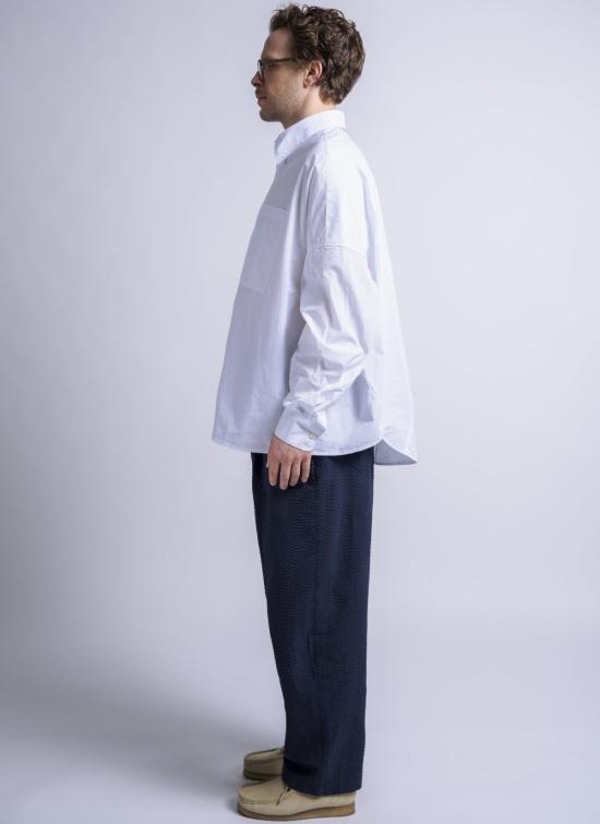  GREI. 긴팔 셔츠 그레이. 오버사이즈 이오  화이트 워시드 포플린 - GREI