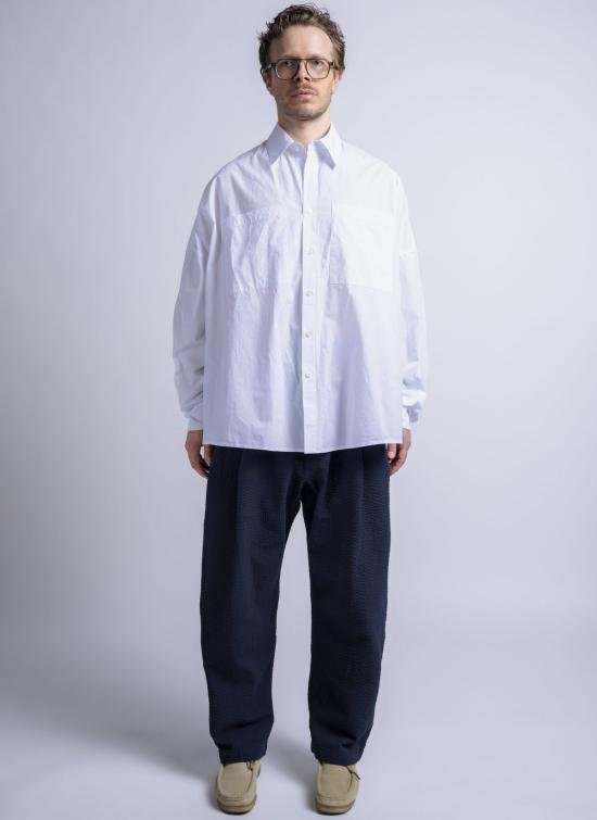  GREI. 긴팔 셔츠 그레이. 오버사이즈 이오  화이트 워시드 포플린