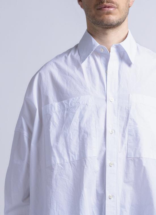  GREI. 긴팔 셔츠 그레이. 오버사이즈 이오  화이트 워시드 포플린 - GREI