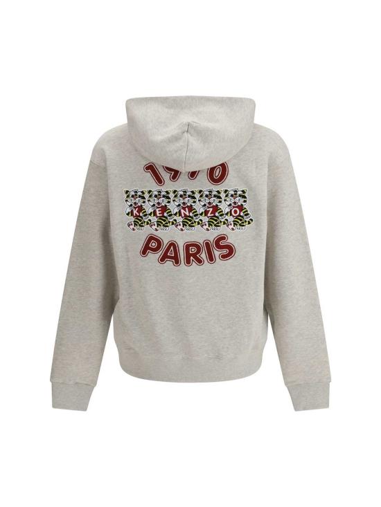  겐조 긴팔 티셔츠 와일드 타이거 자수 디자인 후드티 - KENZO