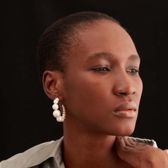  밍유왕 이어링 밍위 왕 아이리스 귀걸이 (은색) - MING YU WANG