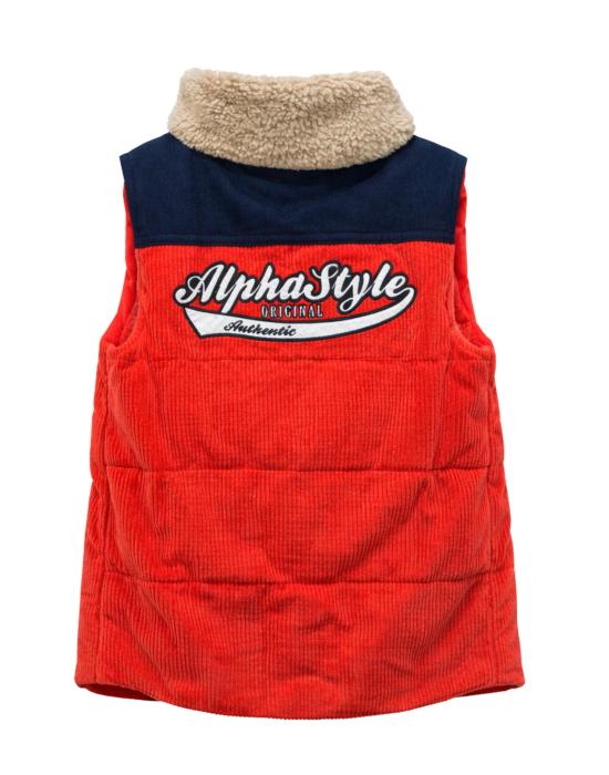  알파스타일 자켓 알파 스타일 남성용 코듀로이 베스트 오렌지색 (패치워크 디테일) 3012 ROSSO - ALPHASTYLE