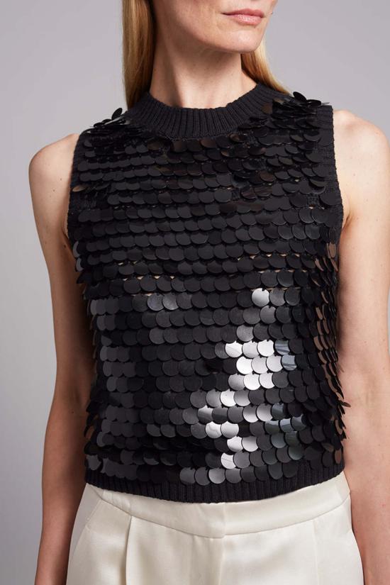  일레븐 식스 민소매 티셔츠 코라 탱크탑 블랙/블랙 시퀸 - ELEVEN SIX